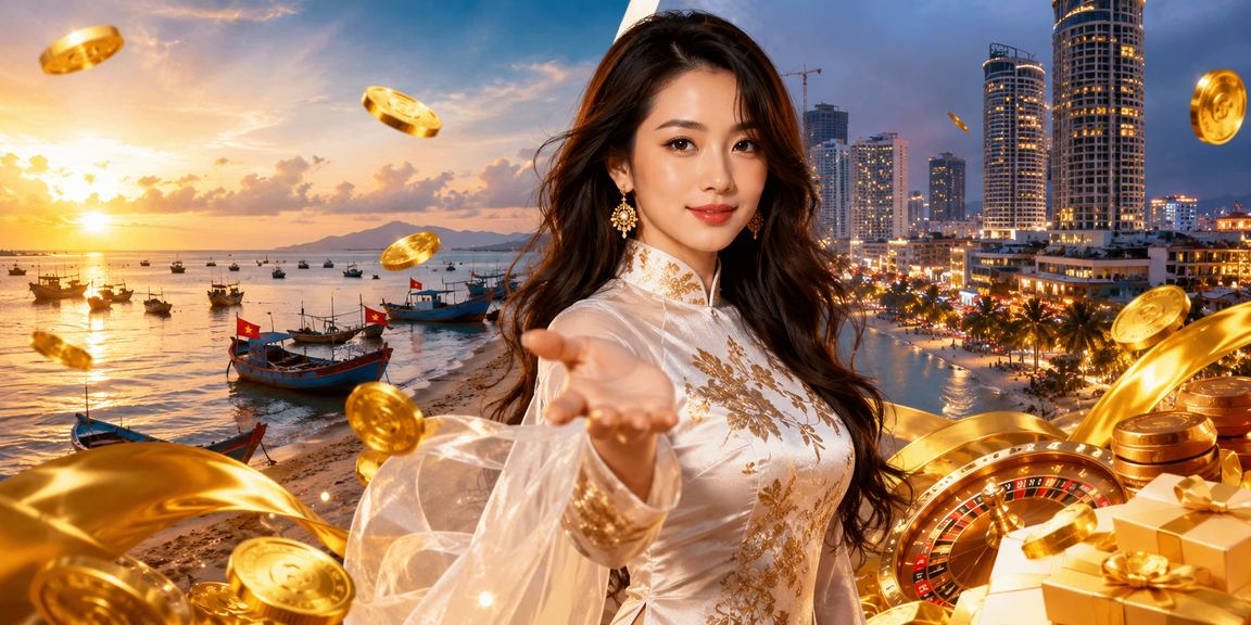 Người phụ nữ mặc áo dài tại Mũi Né trải nghiệm trò chơi trực tuyến trên điện thoại